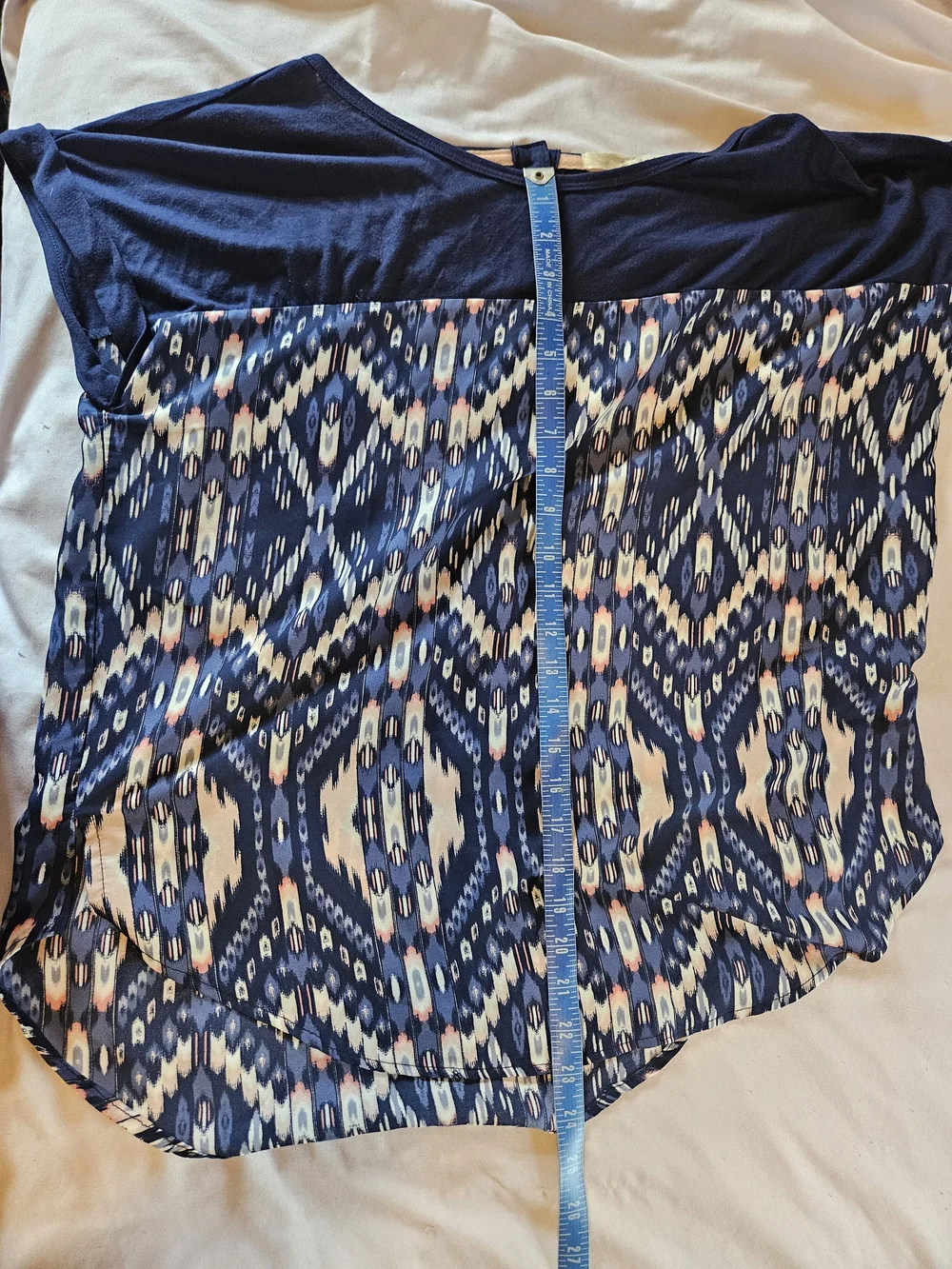 Rewind Navy and Cream Geometric Short Sleeve Blouse - Picture 4 of 5